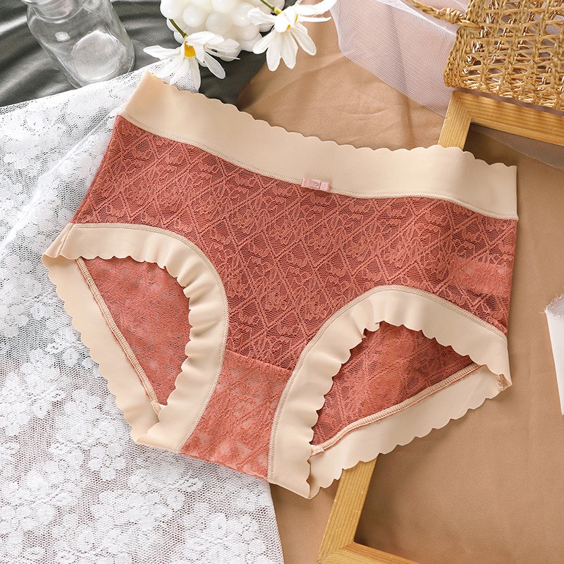 Quần Lót Nữ Ren mịn viền sóng chât su điệu đà cạp cao mẫu A66