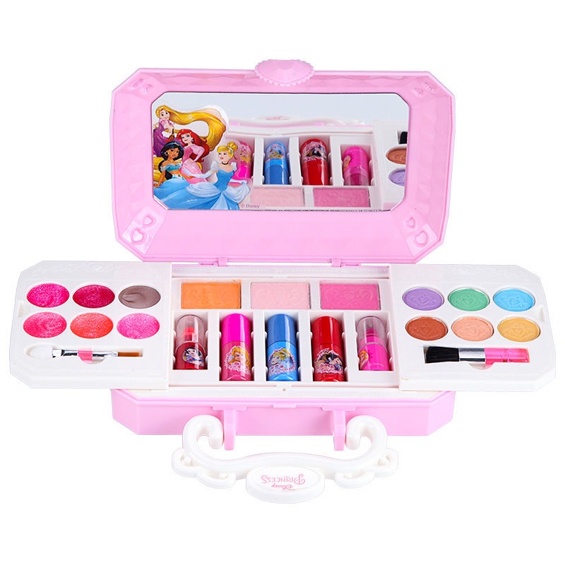 C Bộ mỹ phẩm dành cho trẻ em Disney Princess không độc hại Little Girl Baby Show Makeup Gift Box Toy Birthday