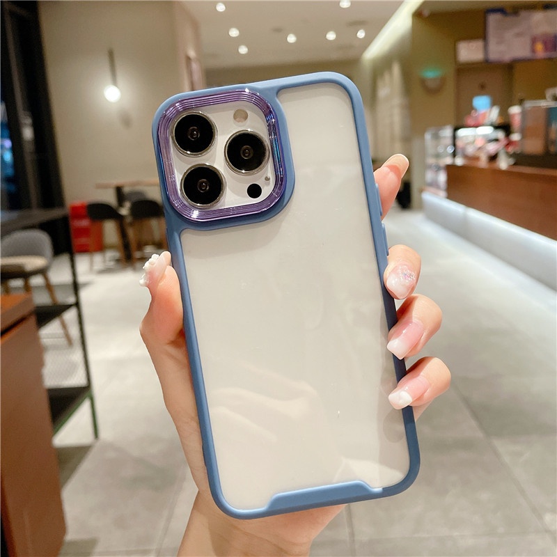 Ốp Điện Thoại Silicon Acrylic Cứng Trong Suốt Chống Sốc Mạ Viền Sang Trọng Dành Cho iPhone 13 12 11 Pro Max X XS XR