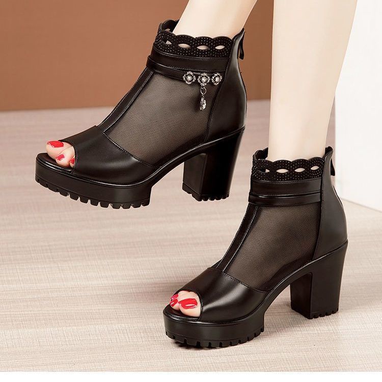 Giày Sandal Lưới Đế Dày Mềm Mại Dày Dặn Thời Trang Mùa Hè Dành Cho Phụ Nữ Trung Niên 2022