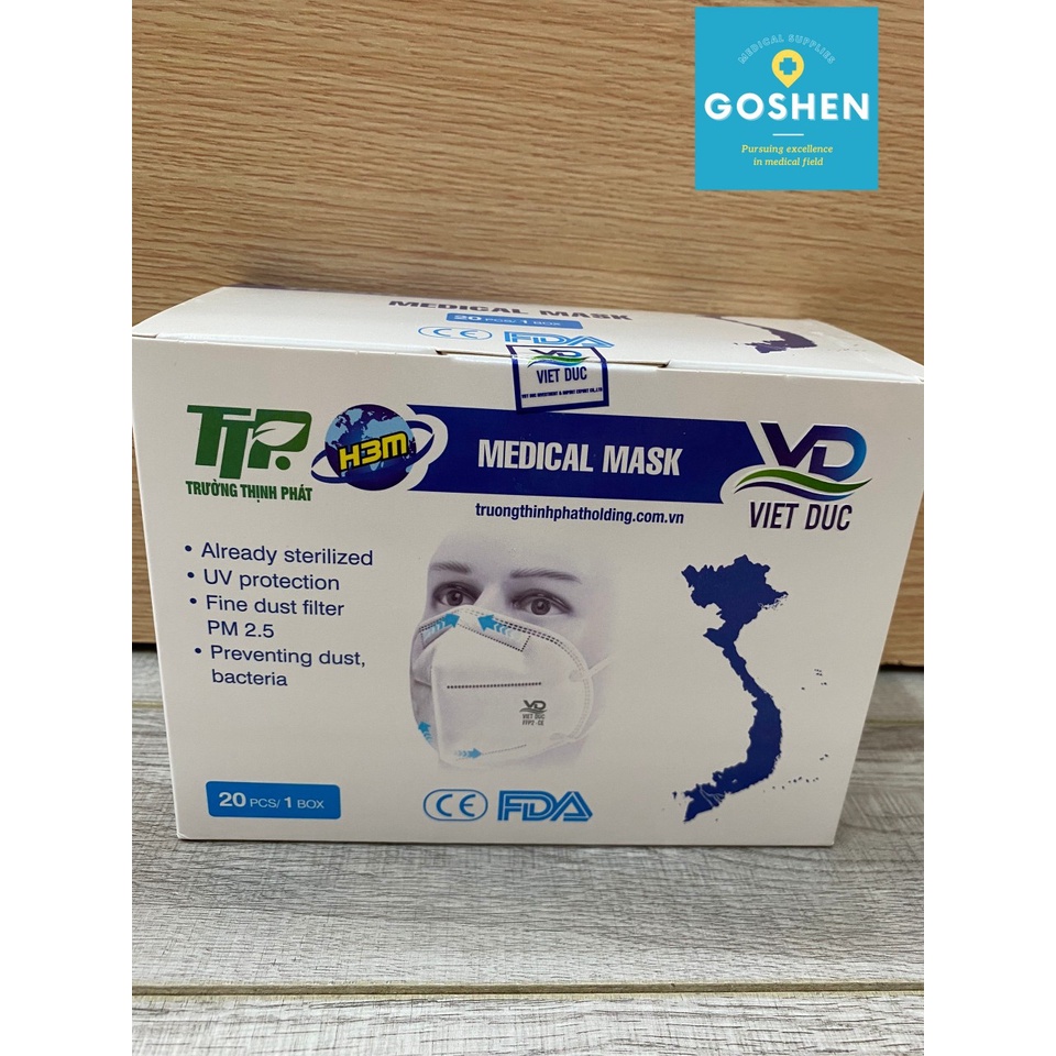 Khẩu trang Y tế 5 lớp VN95 Việt Đức chính hãng lọc sạch bụi mịn, ngăn ngừa vi khuẩn