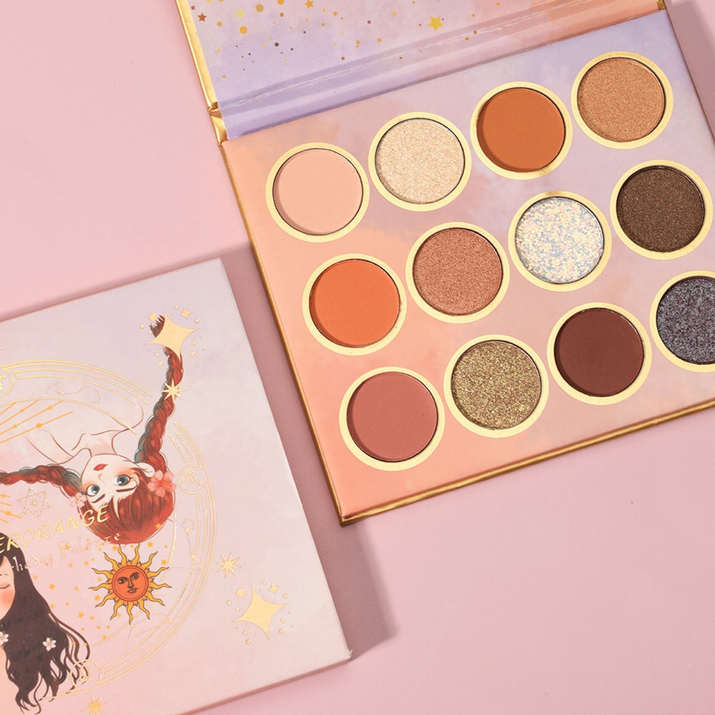 Bảng phấn mắt 12 màu cô gái HERORANGE tông cam đào xinh xắn Eyeshadow Palette HERO12 | BigBuy360 - bigbuy360.vn
