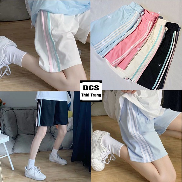 Quần SHORT Nam Nữ 3 Sọc Quần Đùi Thể Thao Unisex Chất Su Mịn Mặc Hè Thoáng Mát Xưởng May DCS