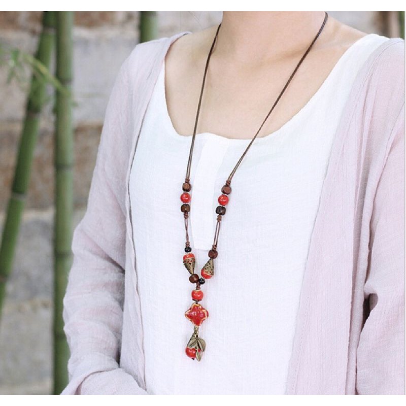 Kathy's Shop - Vòng cổ hạt gốm phong cách vintage