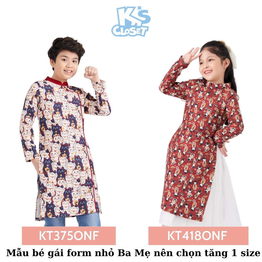 Áo dài cách tân trẻ em k s closet dành cho bé trai và bé gái không kèm - ảnh sản phẩm 5