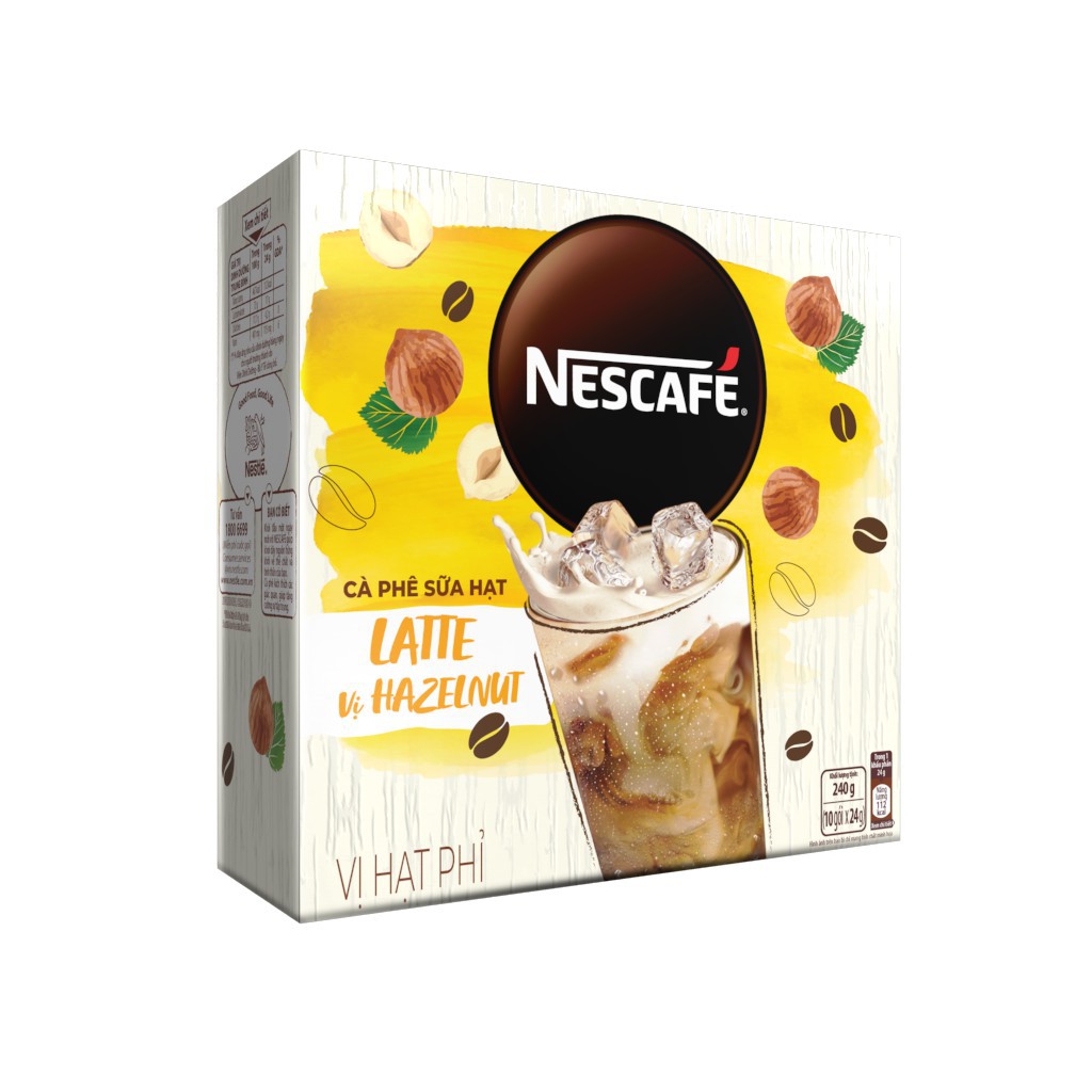 Cà phê hòa tan NESCAFE Latte Sữa Hạt Vị Hạt Phỉ (Hộp 10 gói x 24g)