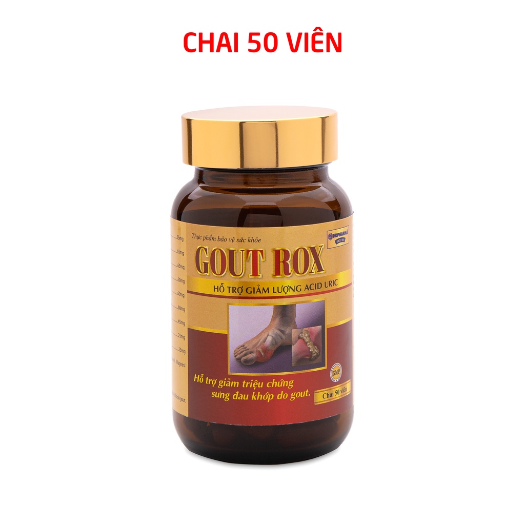 GOUT ROX thảo dược giảm acid uric, giảm gút, giảm sưng đau khớp - Chai 50 viên [GOUT ROX]