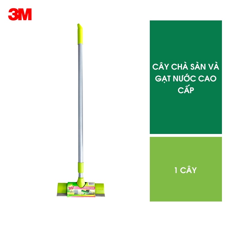 CÂY CHÀ SÀN VÀ GẠT NƯỚC Scotch Brite 3M ĐA NĂNG - SỢI NYLON BỀN CHẮC CAO CẤP, TAY CẦM THÉP KHÔNG GỈ, GỌN NHẸ