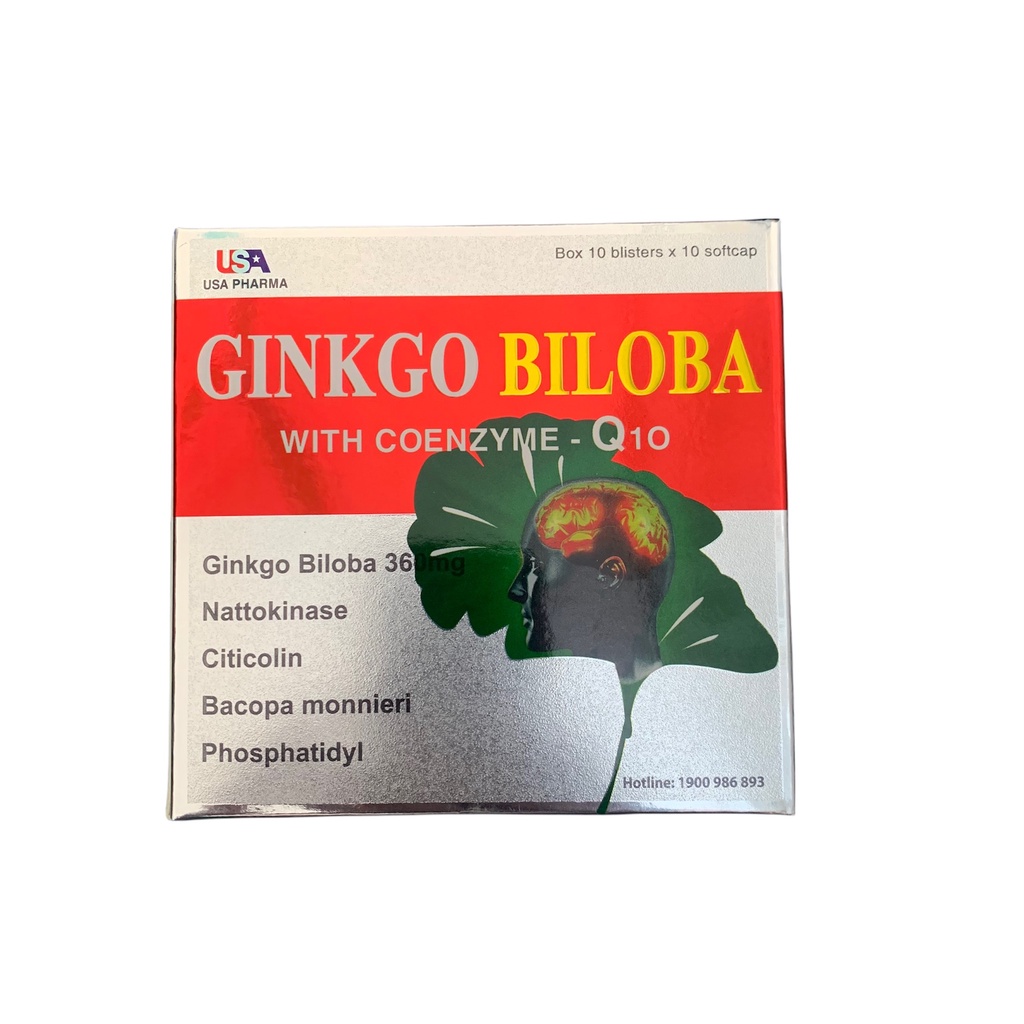 Viên uống GINKGO BILOBA Q10 - Hộp 10 vỉ x 10 viên