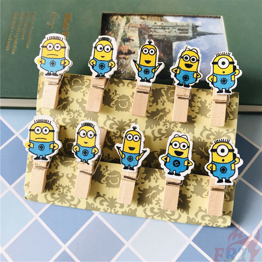 ✨ Văn Phòng Phẩm - Kẹp Gỗ Minions Hoạt Hình ✨ Set 10 Kẹp Gỗ Mini 3.5*0.7cm Dùng Để Kẹp Ảnh Trang Trí Thủ Công