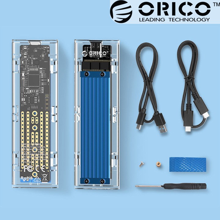 Box ổ cứng M.2 PCIe NVMe trong suốt - tản nhiệt - USB 3.1 Orico TCM2-C3