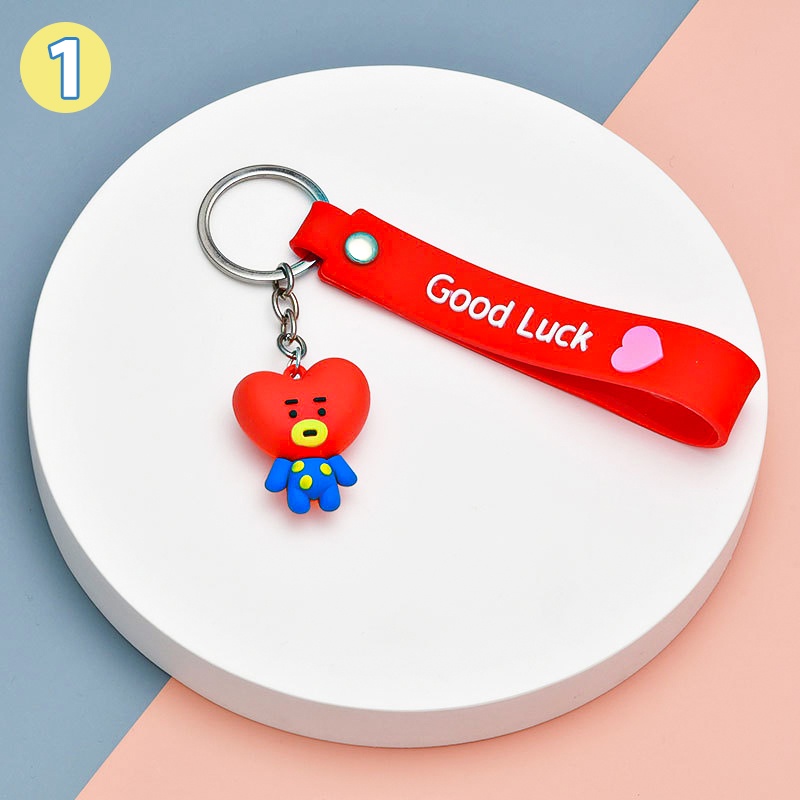 Móc Khóa Mặt Hoạt Hình BTS BT21 3D Dễ Thương Phong Cách Hàn Quốc Thời Trang