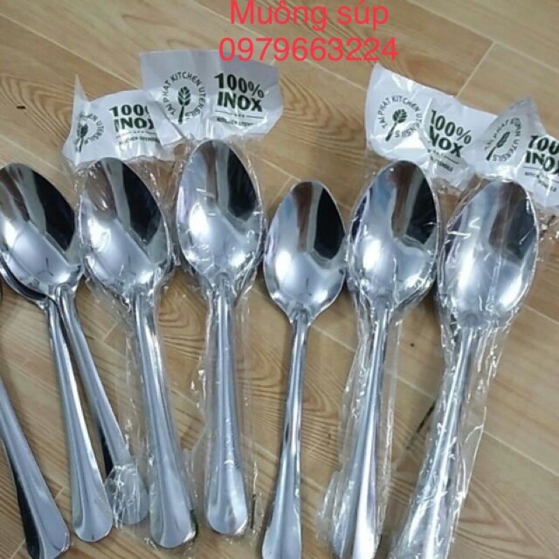 set 10 Cây và 5 Cây muỗng sup inox muỗng canh sâu inox muỗng ăn cơm cán dài hàng dày