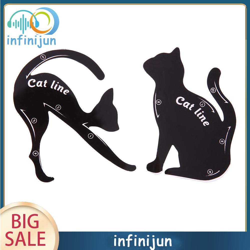 [Hàng mới về] Set 2 khuôn kẻ mắt lông mày thiết kế hình mèo tiện dụng chất lượng cao