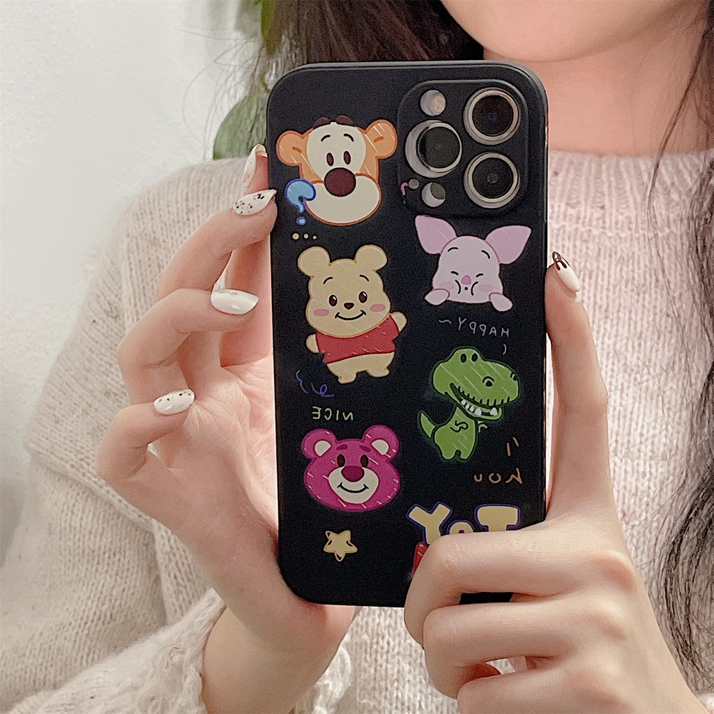Ốp điện thoại viền silicon mềm in hình gấu Pooh thích hợp cho iPhone 13 / 12 Pro Max IP11 Xr 6 7 8 Plus