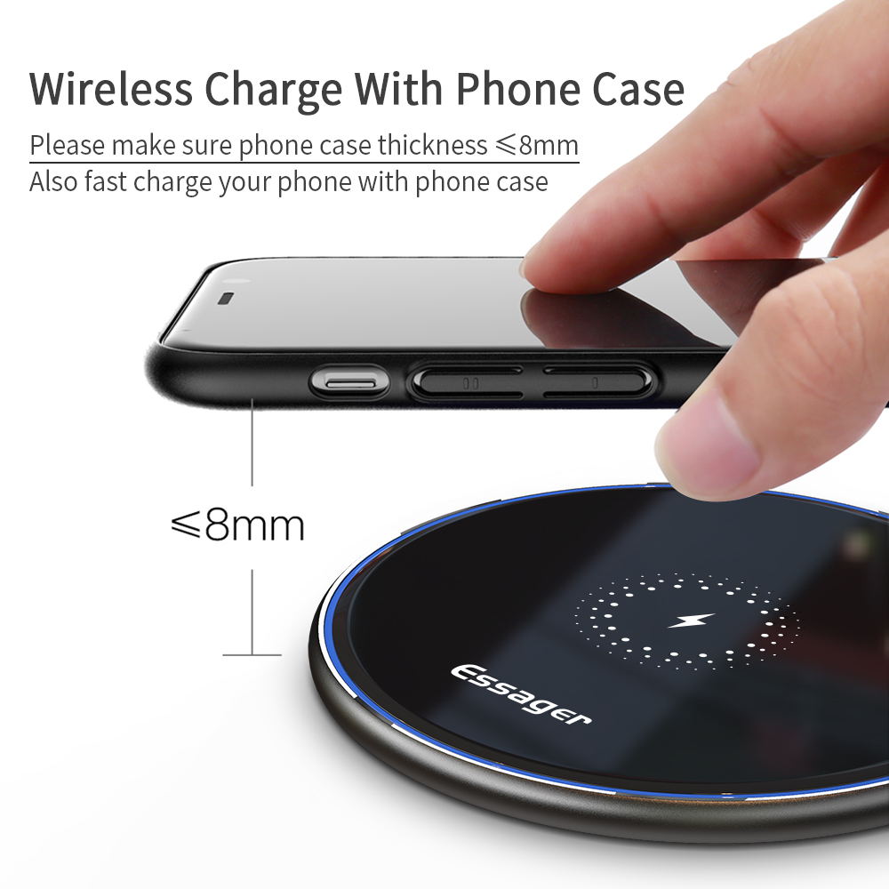 Essager 15W Qi Wireless Charger For iPhone 11 Pro Xs Max X Xr 8 Induction Fast Wireless Charging Pad For Samsung S20 Xiaomi mi 9