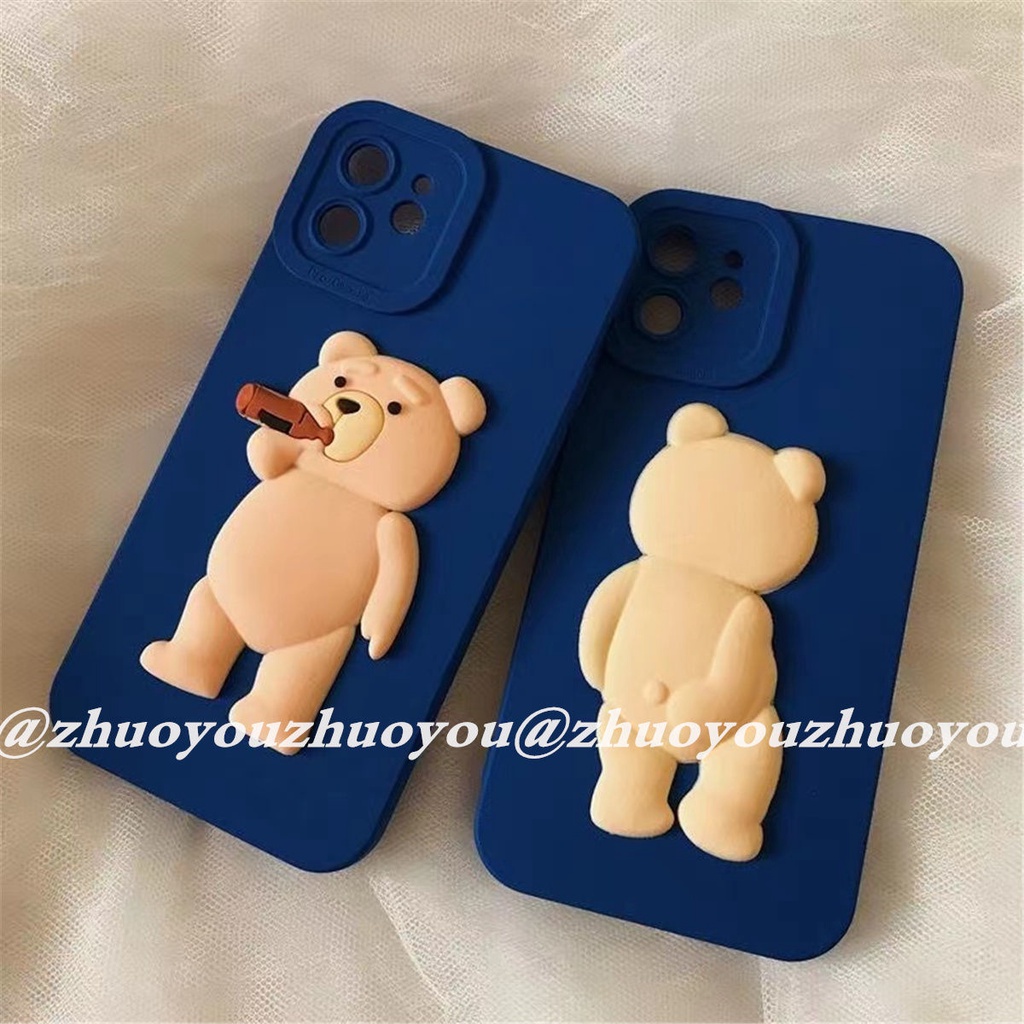 Mới Ốp Điện Thoại Chống Sốc In Hình Gấu Bắt Bia Cho Iphone 13 11 12 xs xr 78plus 6