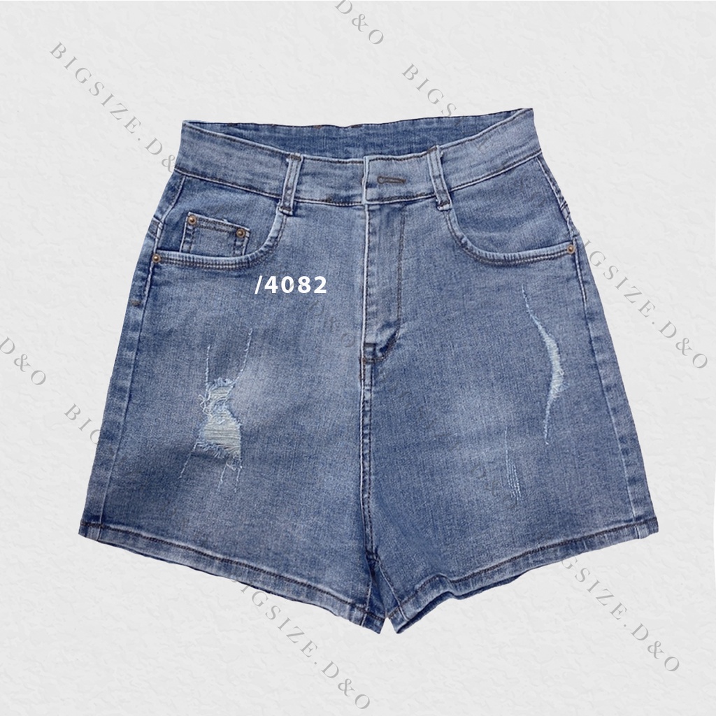 [Bigsize 58-90kg] Quần Short Jeans Đậm Trơn 4040/ Đá Rách 4082, Lưng Cao Trên Rốn, Co Giãn