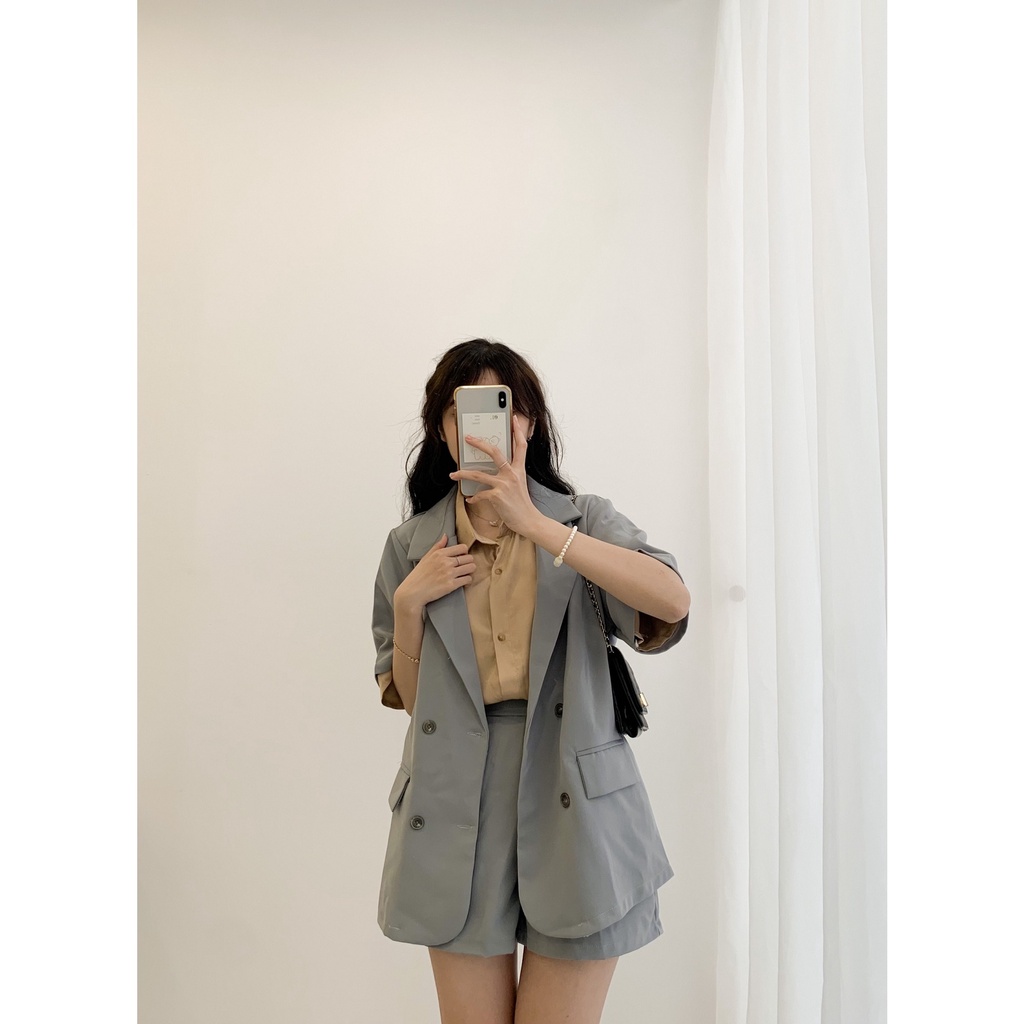 Set áo blazer cộc tay trơn kèm quần sooc S331 SUSTORE
