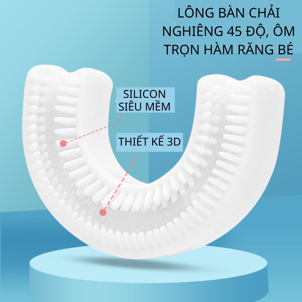 Bàn chải đánh  răng cho bé, Bàn chải đánh răng chữ U cho bé silicon siêu mềm an toàn cho bé tập đánh răng từ 2 - 6 tuổi