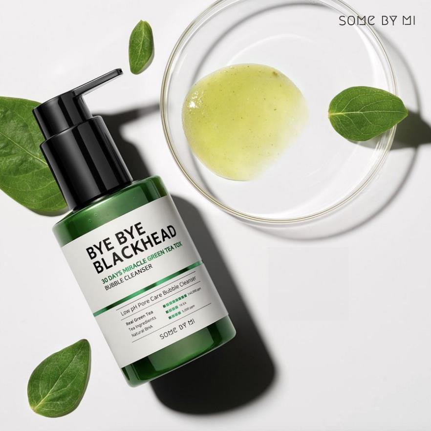 Hàng Hàn- Sữa Rửa Mặt Sủi Bọt Loại Bỏ Mụn Đầu Đen Some By Mi Bye Bye Blackhead 30 Days Miracle Green Tea Tox Bubble