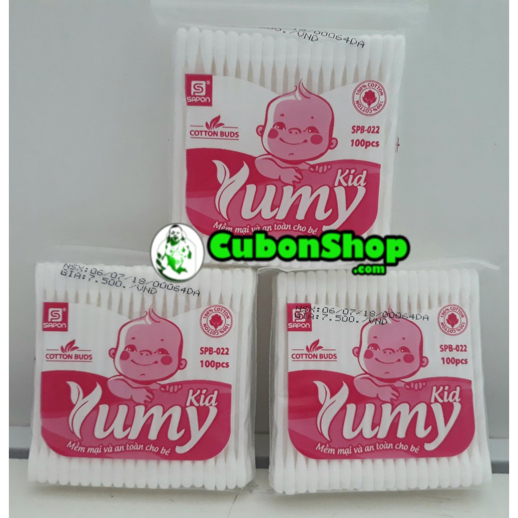 (Một đầu xoắn) Lốc 12 gói tăm bông trẻ em YUMY(Túi 100 que)