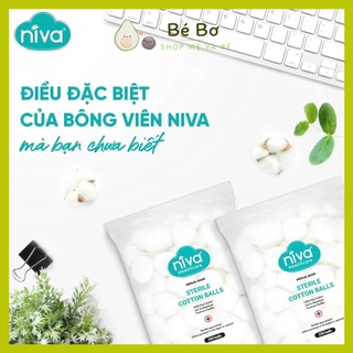 Bông gòn đút tai cho mẹ sau sinh Niva - Bông viên tròn Niva, dùng trong y tế, nút nhét lỗ tai túi 100 viên Bé Bơ Store