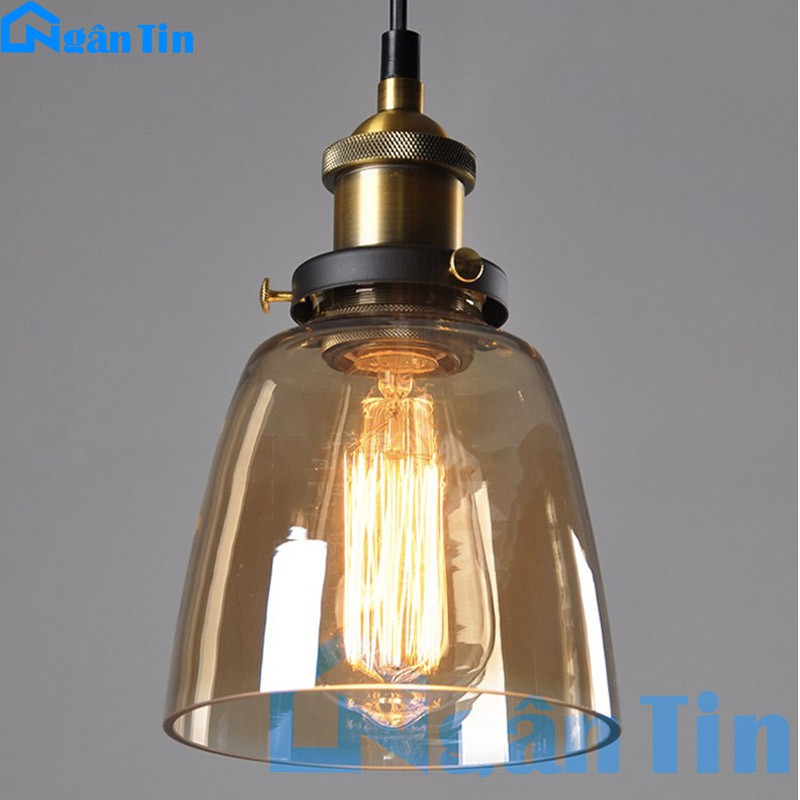 Đèn thả trần thủy tinh trang trí nhà quán cà phê THCN11-D Ngân Tin (Tặng kèm 1 bóng Led edison 4w ánh sáng vàng)