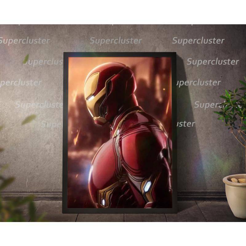 Tranh Vải Bạt Treo Tường In Hình Siêu Anh Hùng Người Sắt Marvel Trang Trí Nhà Cửa