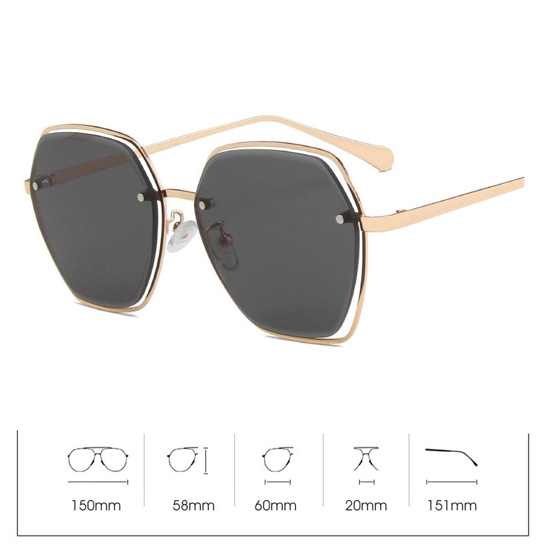 Kính Mát Gọng Vuông Kim Loại Chống Tia UV400 Phong Cách Retro Thời Trang