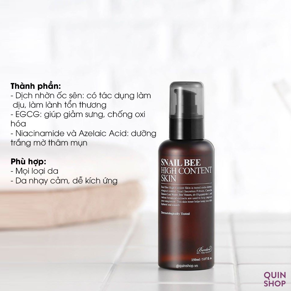 Nước Hoa Hồng Làm Dịu Da Benton Snail Bee High Content Skin