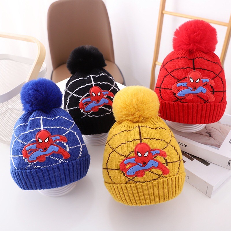 Mũ Len Siêu Nhân Nhện Cho Bé 0-6 Tuổi Nót Nỉ Siêu Ấm Cho Bé Đủ Màu