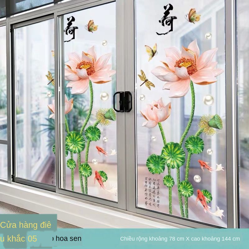 Giấy dán kính cửa sổ hoa tường 3d ba chiều sáng tạo cá tính ban công phòng bếp đề can tắm