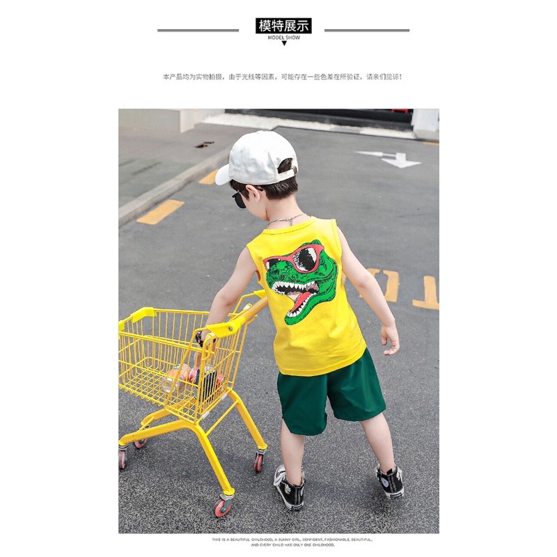 Áo Ba Lỗ Khủng Long Cho Bé 7-18kg Siêu Ngầu