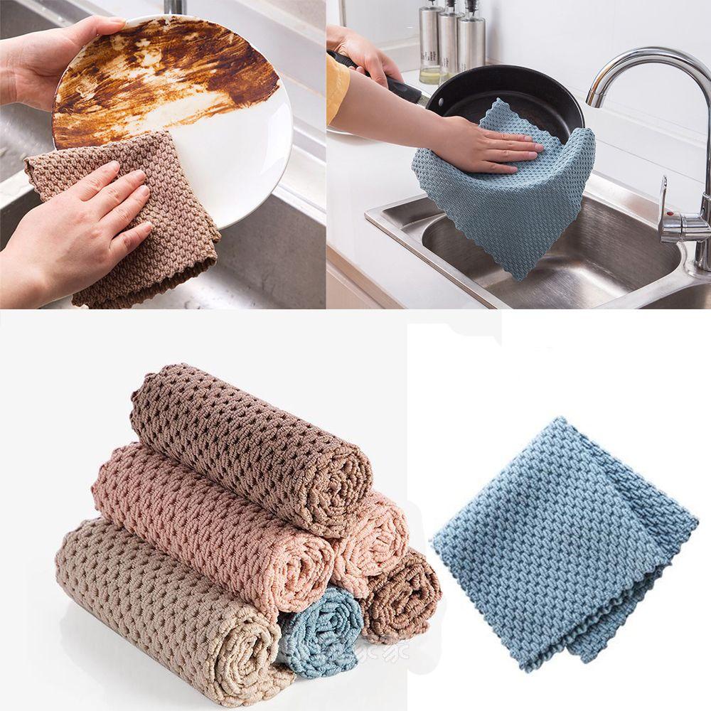 MUVAKO Set 1 / 2 Khăn Lau Chén Đĩa Chất Liệu Microfiber
