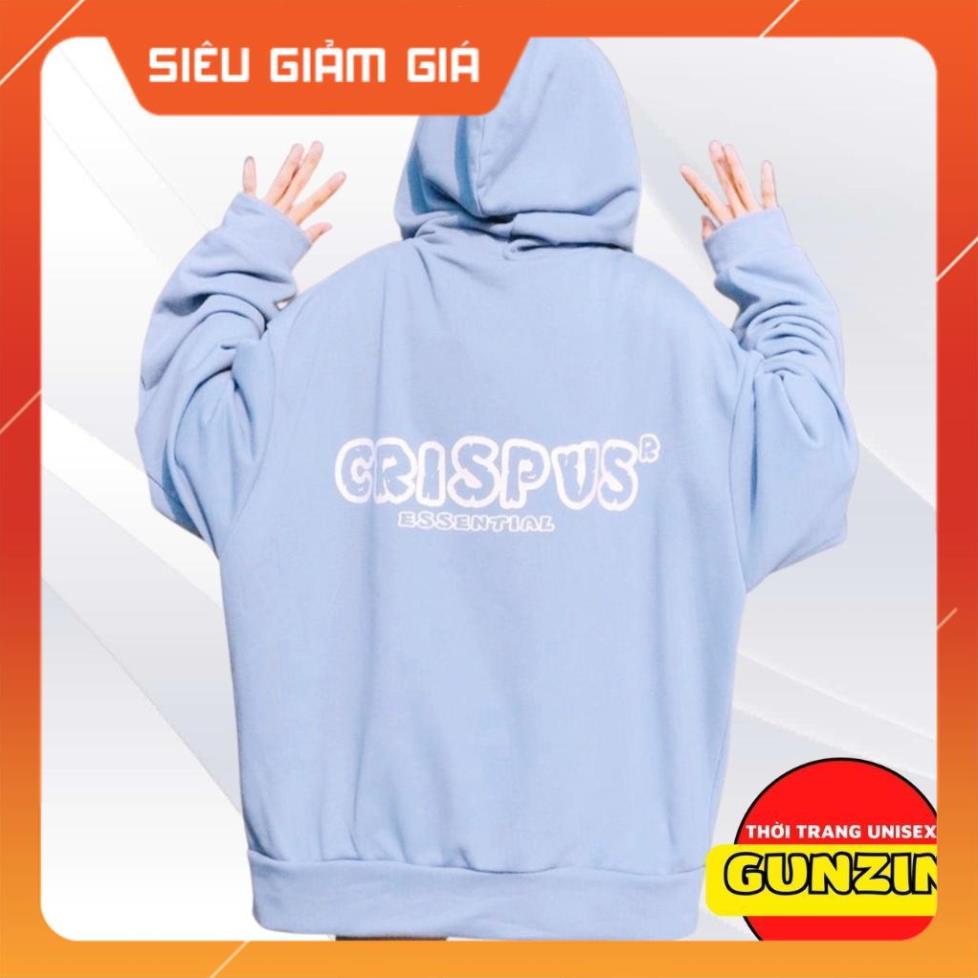 Áo khoác hoodie nỉ phối tay ngoại unisex CRISPUS form rộng chất nỉ dày dặn cao cấp nam nữ đều phù hợp GUNZIN