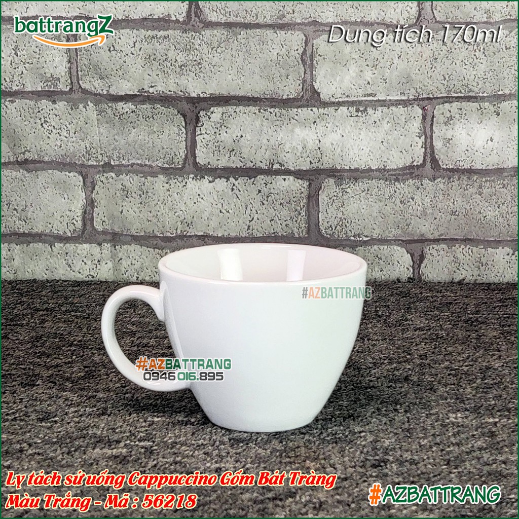 Ly tách sứ Bát Tràng uống cafe Cappuccino men sứ trắng thấu quang