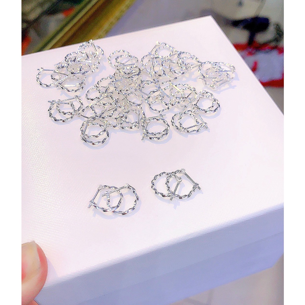 Bông tai cho mẹ và bé, Chất liệu bạc ta xoắn siêu đẹp, Khuyên tai cho bé gái Minh Hằng Jewelry