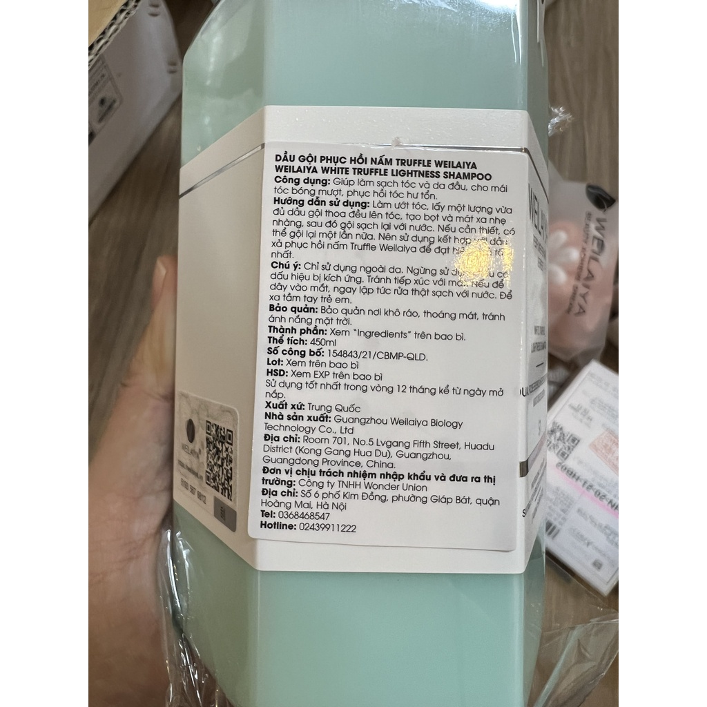 Dầu gội phục hồi đa tầng nấm Truffle Weilaiya chính hãng, phục hồi tóc hư tổn khô xơ 400ml