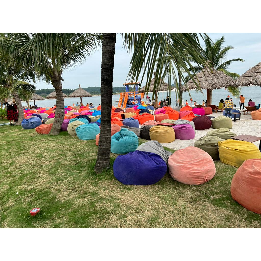 Vỏ ghế lười hạt xốp chống thấm dành cho bãi biển, camping, cafe đủ màu sắc và kích cỡ