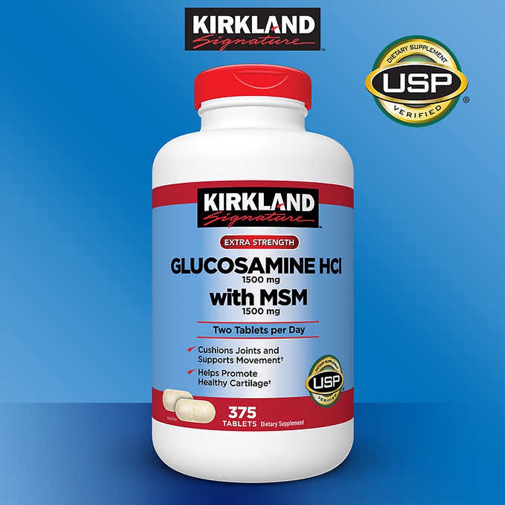 Viên uống giảm đau nhức xương khớp kirkland signature glucosamine with msm, hộp 375 viên Healthy Care quatangme