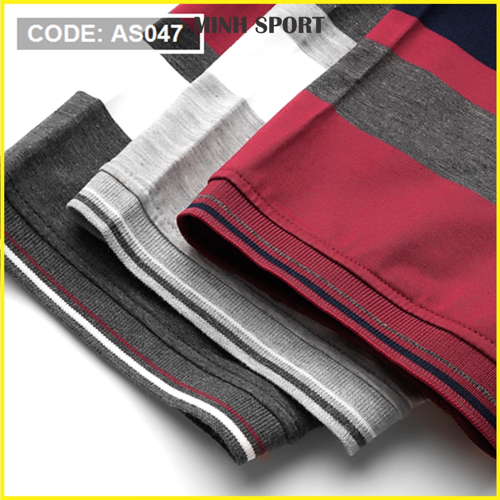 Áo Thun Nam Kẻ Sọc Cổ Bẻ Có Túi, Chất Vải Thun Cotton Mềm Mịn, Thấm Hút Mồ Hôi mã AO.42