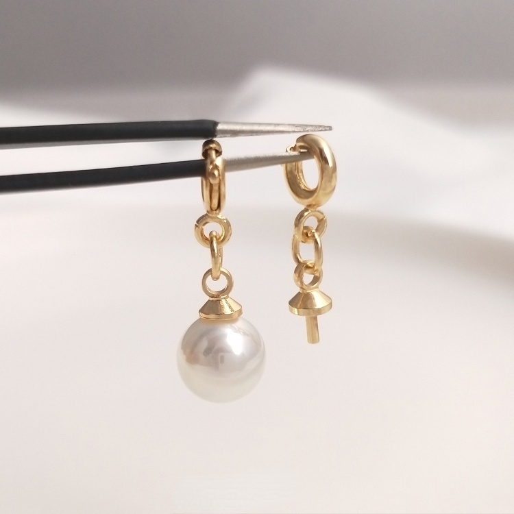 [Little Blu] Mặt Dây Chuyền Hạt Pha Lê Đồng 14K Khóa Cài Lò Xo Đính Ngọc Trai Pha Lê Có Lỗ Xỏ Hạt Pha Lê Màu Sắc