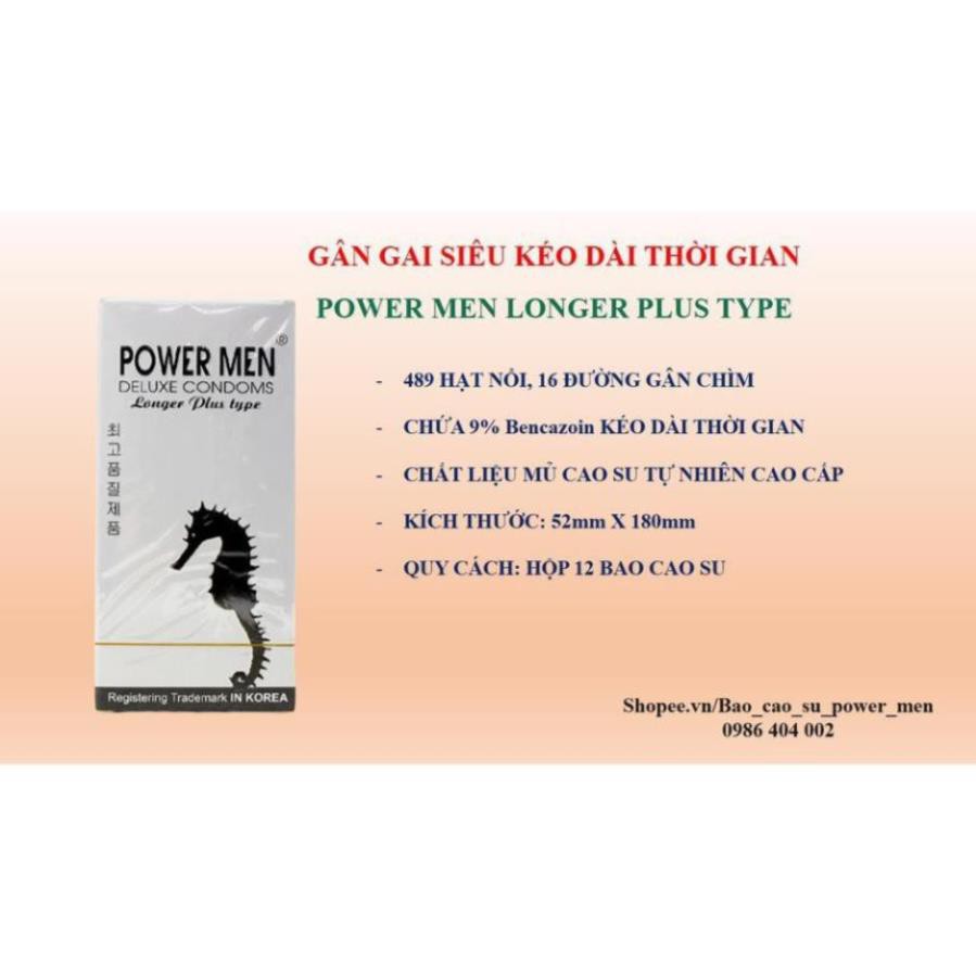 [BAO CAO SU POWERMEN] COMBO 2 hộp bao cao su siêu mỏng + gân gai siêu kéo dài thời gian POWER MEN CÁ NGỰA