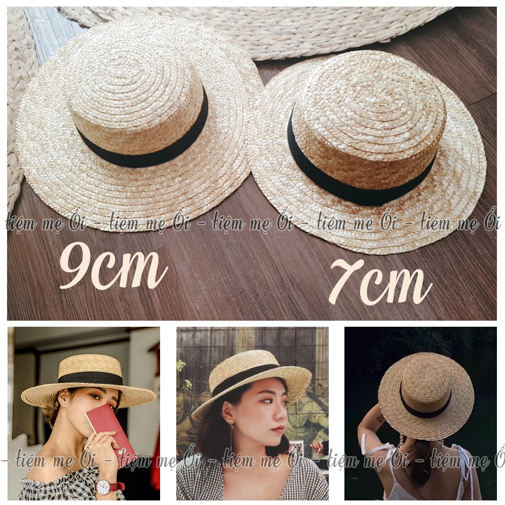[ẢNH THẬT + CÓ VIDEO] Mũ cói đi biển vành ngang chóp vuông mũ gaucho thời trang 2020