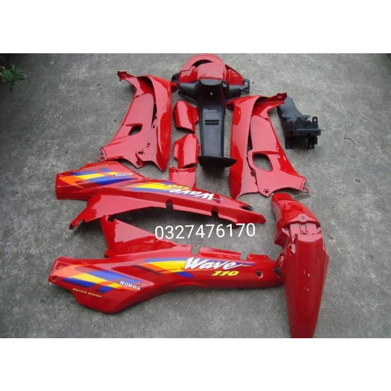 Bộ nhựa dàn áo xe WAVE thái 110 màu đỏ luôn tem zin honda