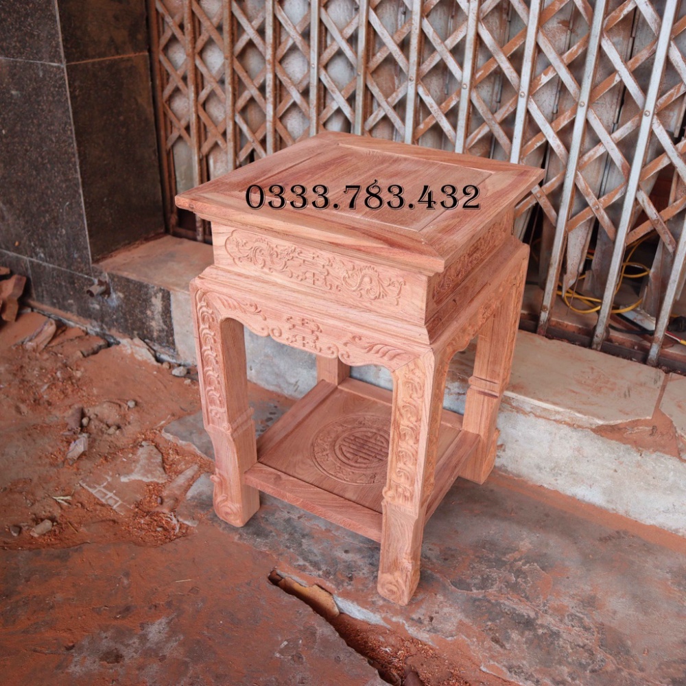 ĐÔN VUÔNG CHÂN CHIỆN HOA LÁ TÂY GỖ HƯƠNG VUÔNG 40CM