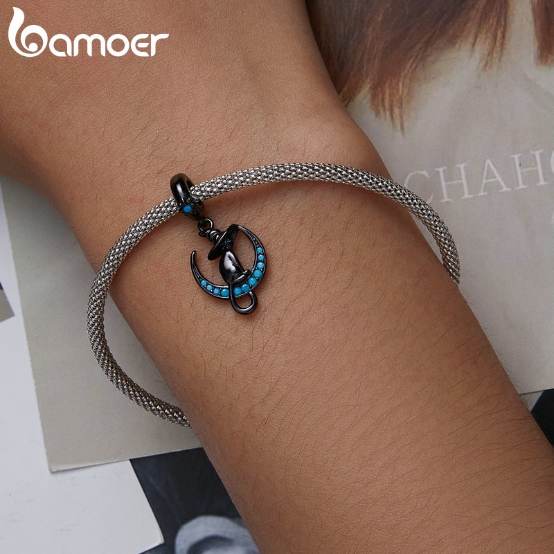 Mặt xỏ BAMOER bằng bạc 925 hình mèo phù thủy