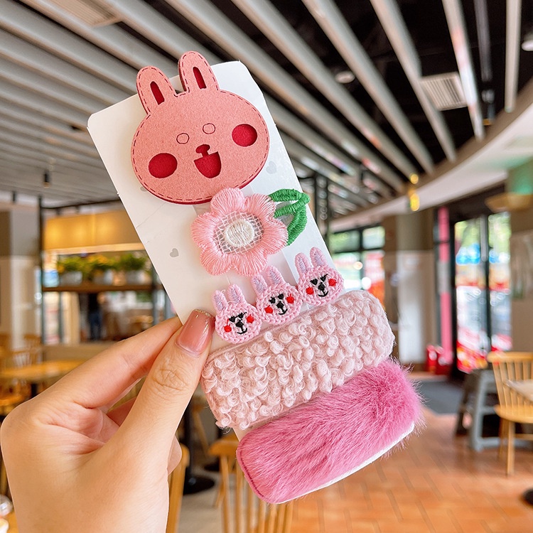 Kẹp tóc BB bằng len hình nơ hoa hoạt hình thu đông mới cho trẻ em