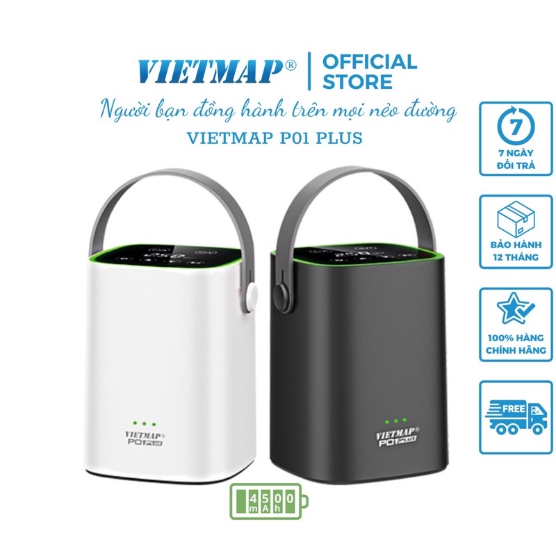 VIETMAP P01 Plus - Bơm Lốp Điện Tử Thông Minh Pin 4500mAh - HÀNG CHÍNH HÃNG